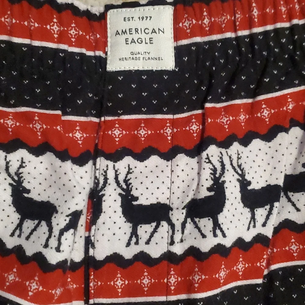 Mens American Eagle holiday Reindeer Print Flannel Boxers Size L